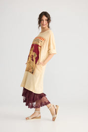 Layla Art Nouveau T-Shirt cotton dress - Cherry