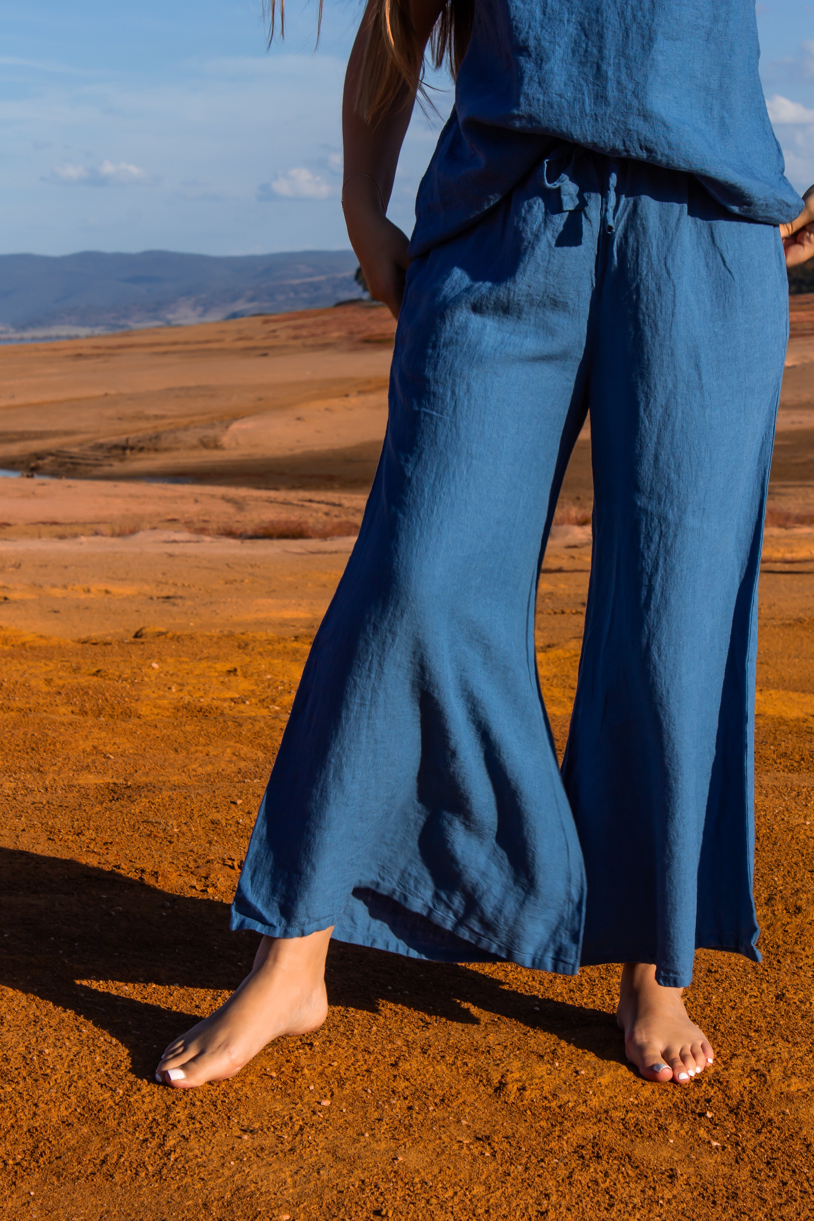 Alghero Pants  - Azure Linen