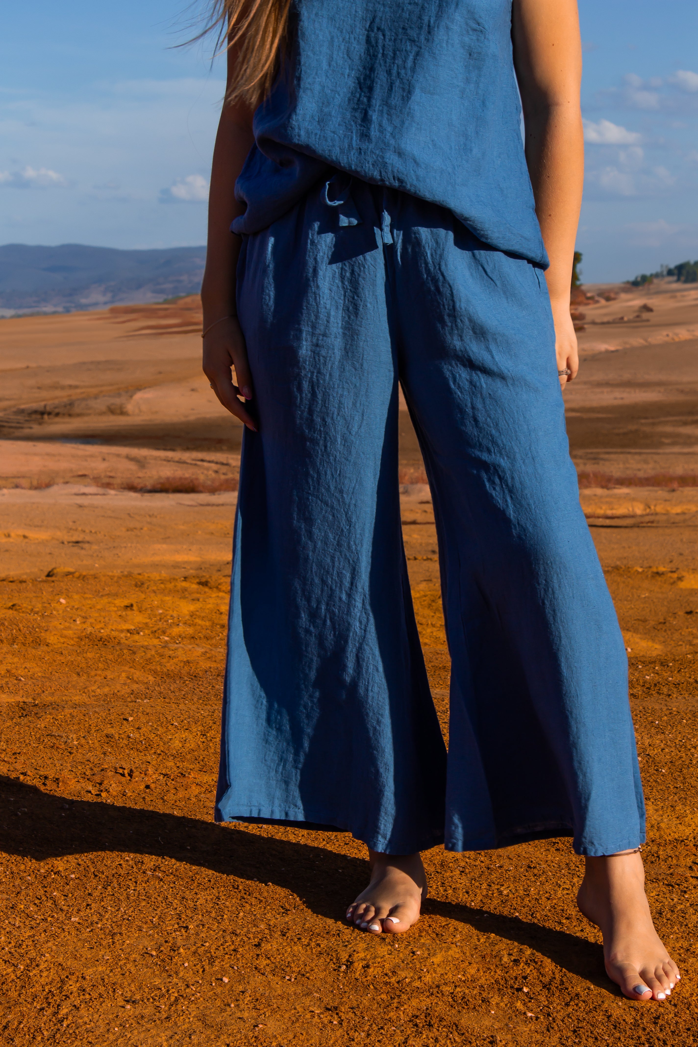 Alghero Pants  - Azure Linen