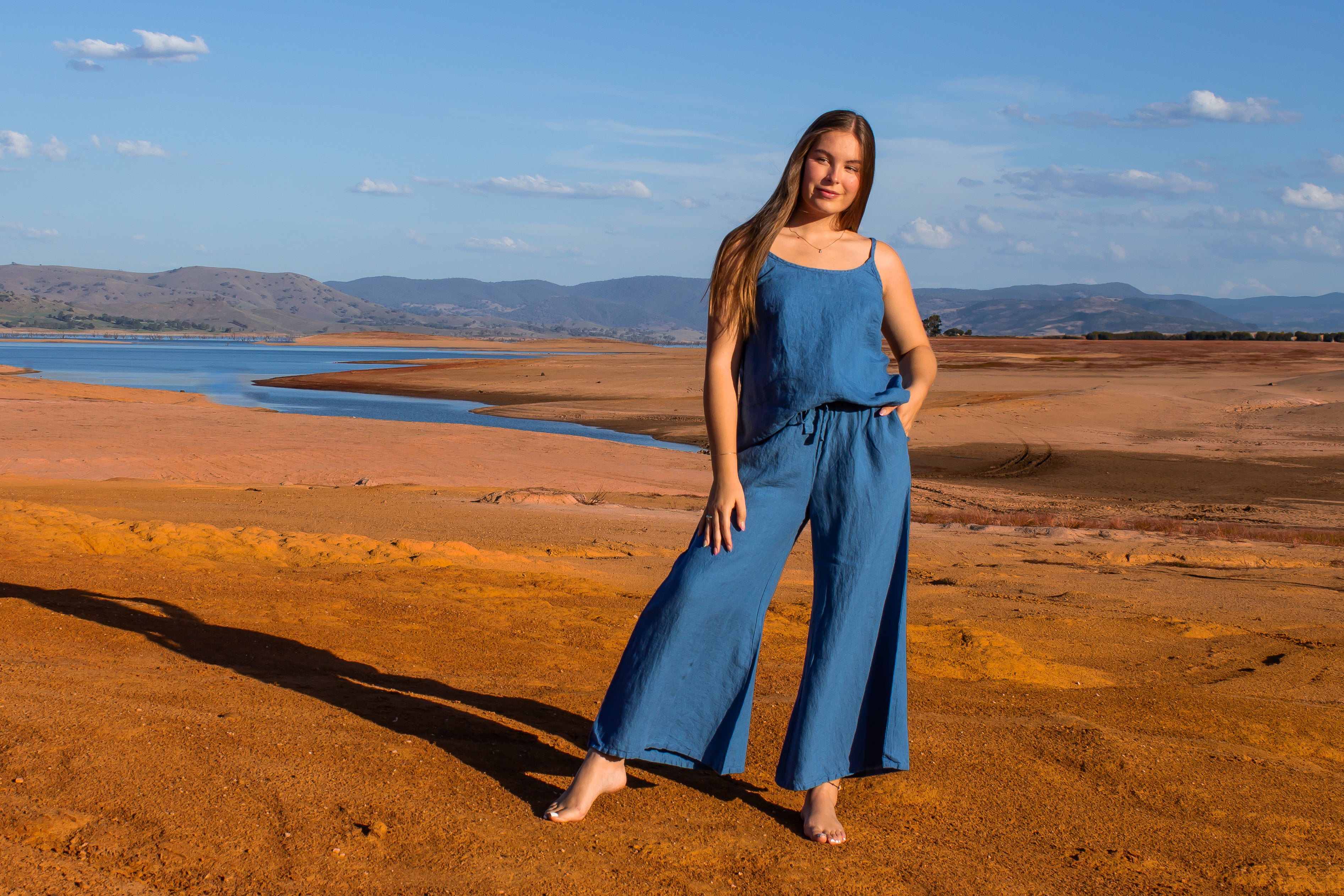 Alghero Pants  - Azure Linen