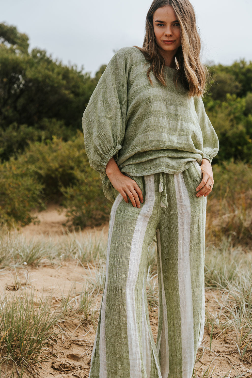 Alghero Pants - Green White Natural Mesh