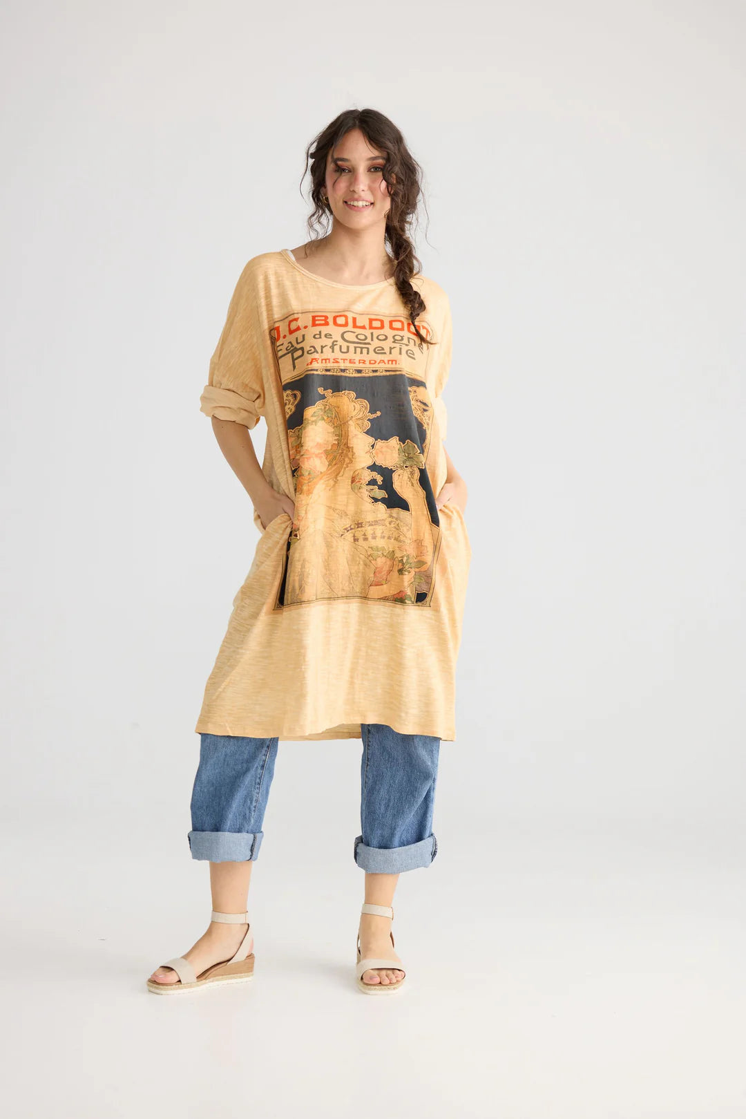 Layla Art Nouveau T-Shirt cotton dress - Indigo Blue