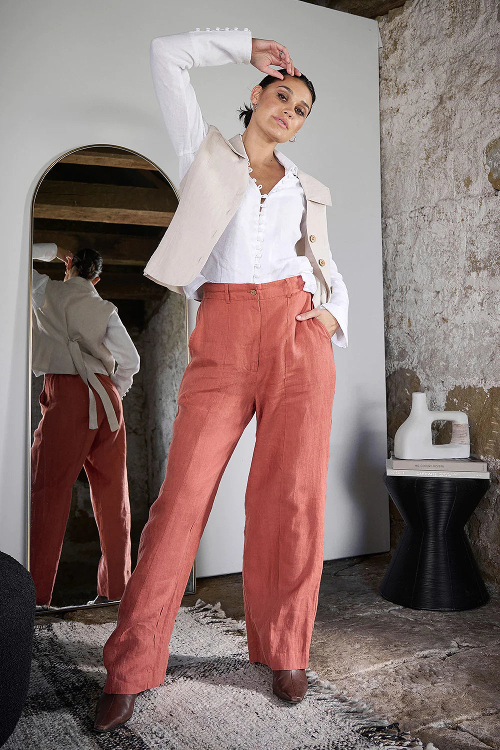 Tailored linen pants shop
