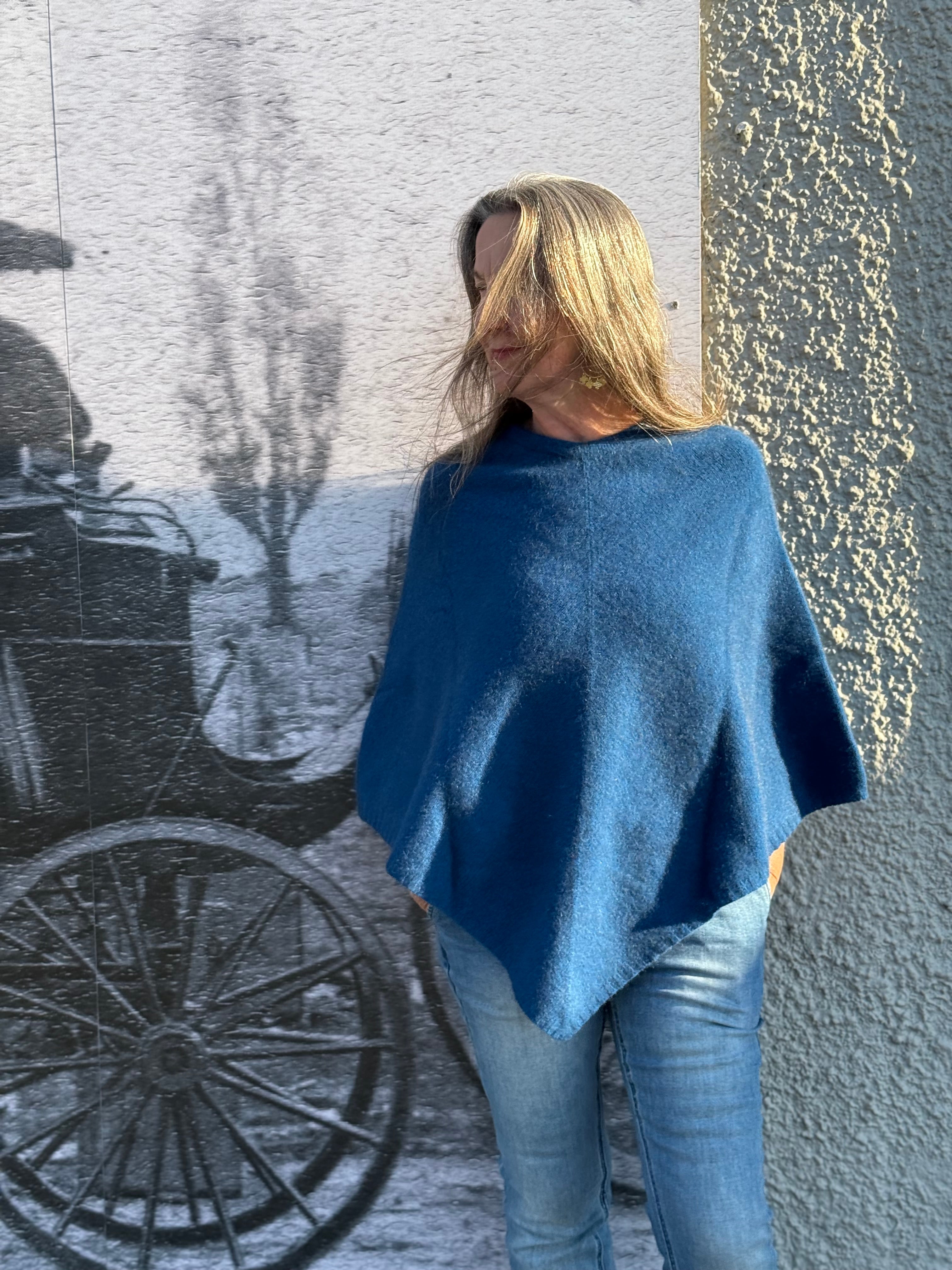Possum/Merino Poncho - Lagoon