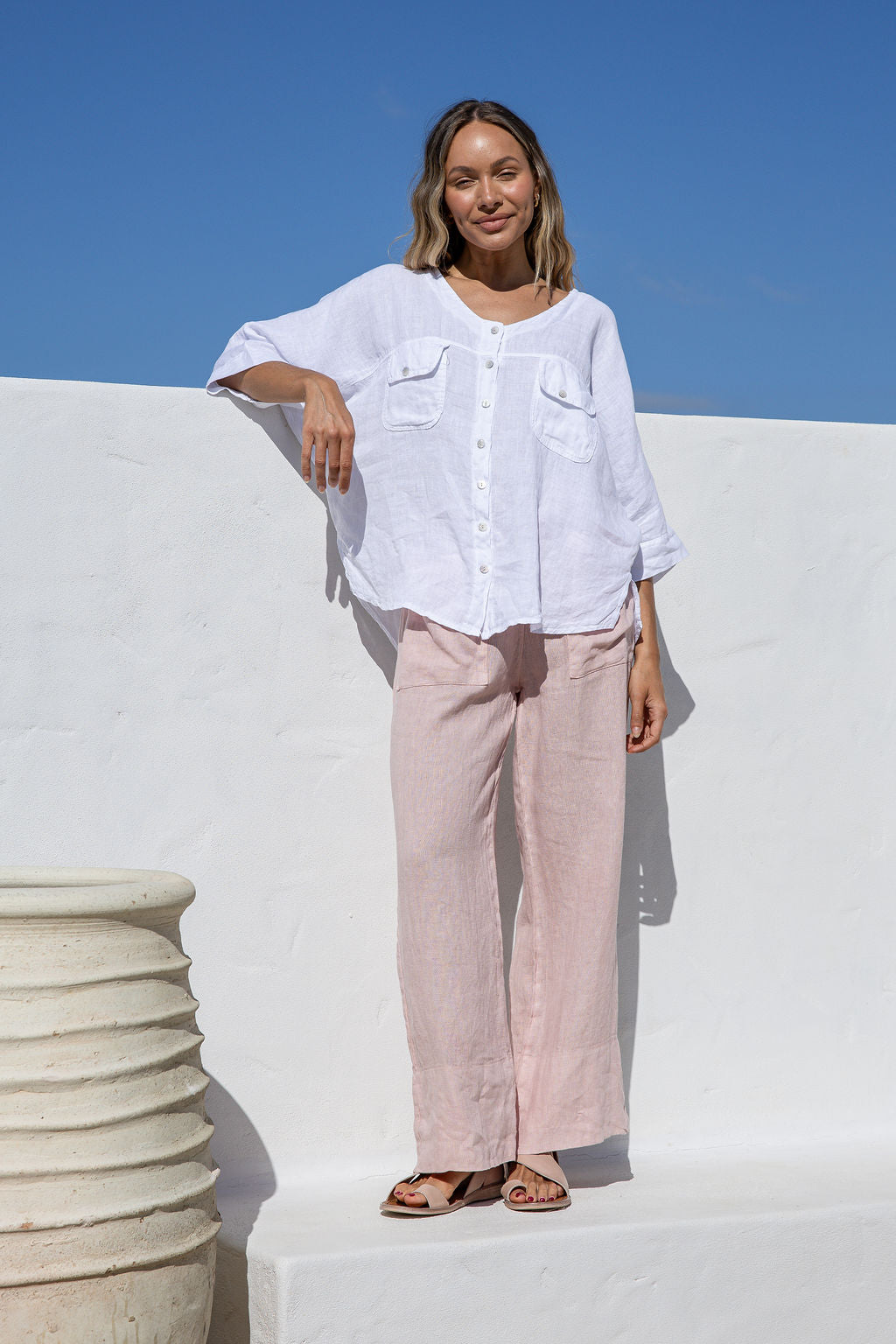 Nomade Linen Top - White