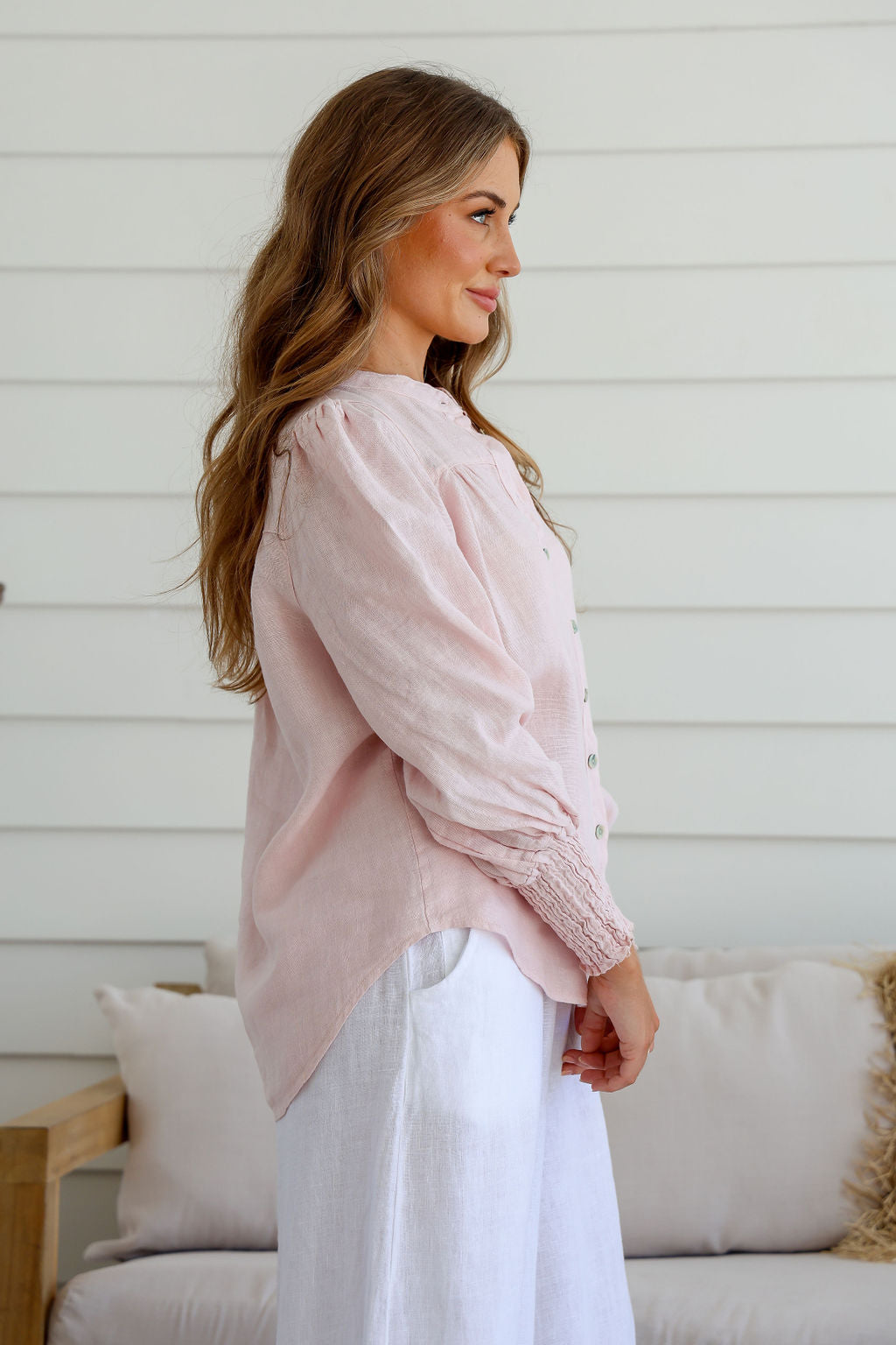Brava Linen Top - Blush