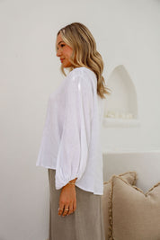 Giocosa Linen Top - White