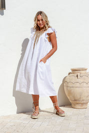 Favolosa Linen Dress - White