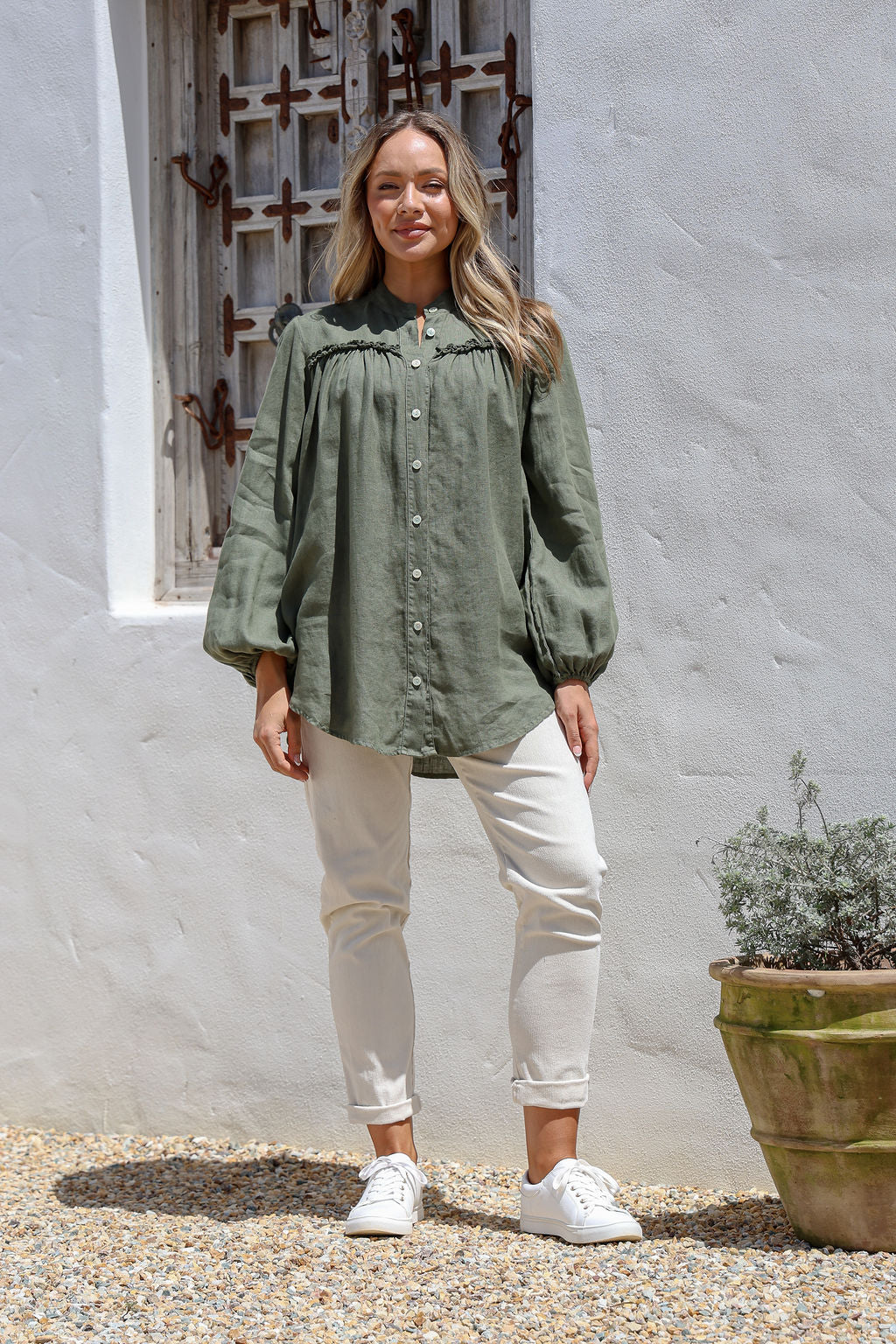Piuma Linen Top - Juniper
