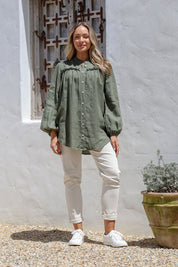 Piuma Linen Top - Juniper
