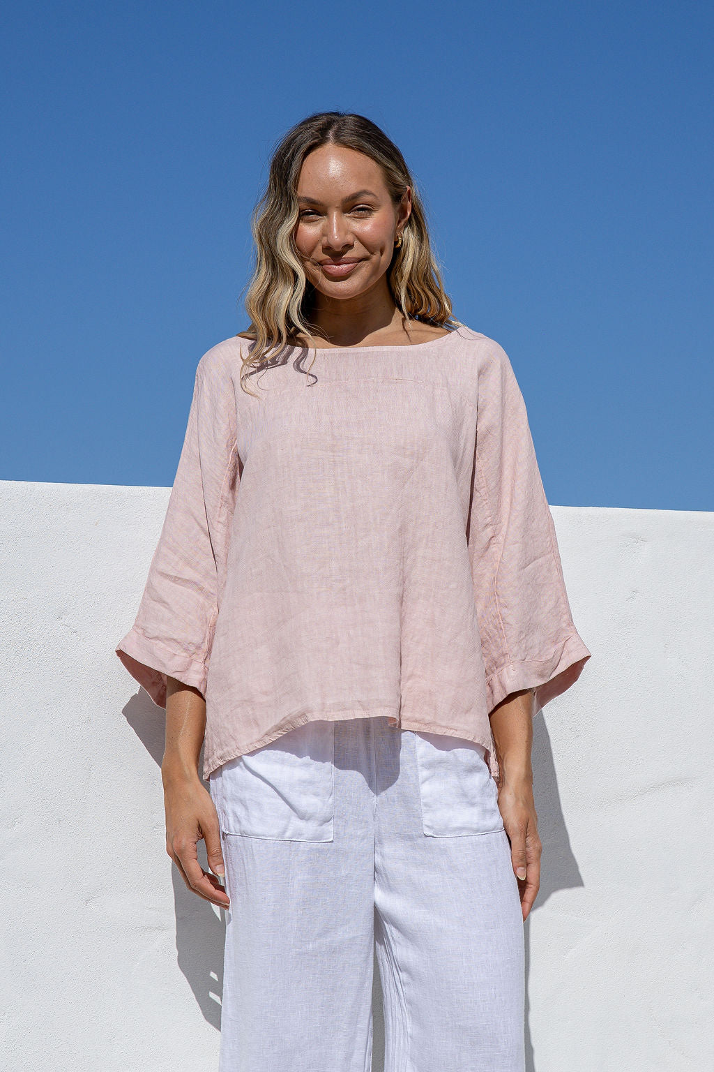 Gemma Linen Top - Blush