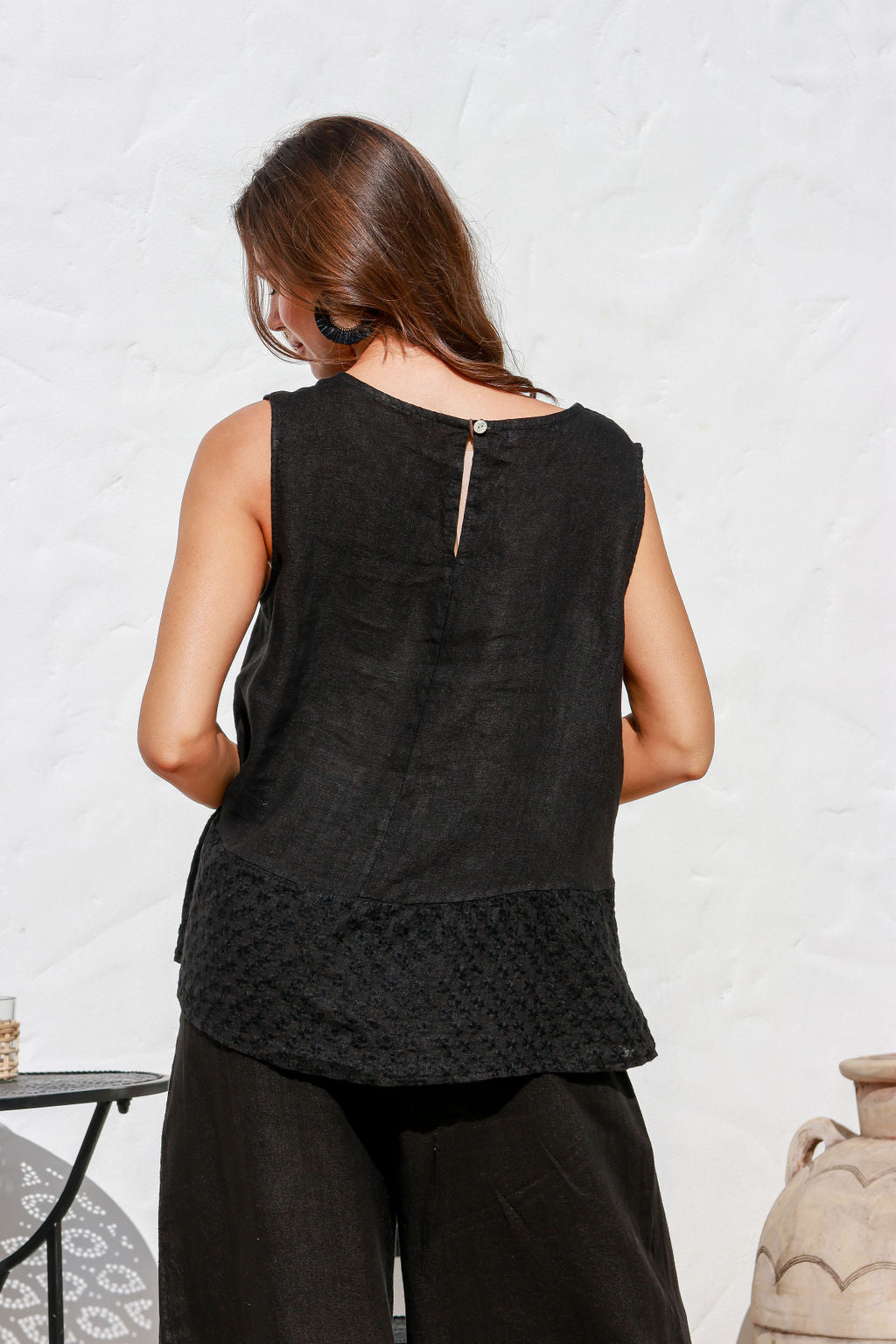 Luisa Linen Top - Black