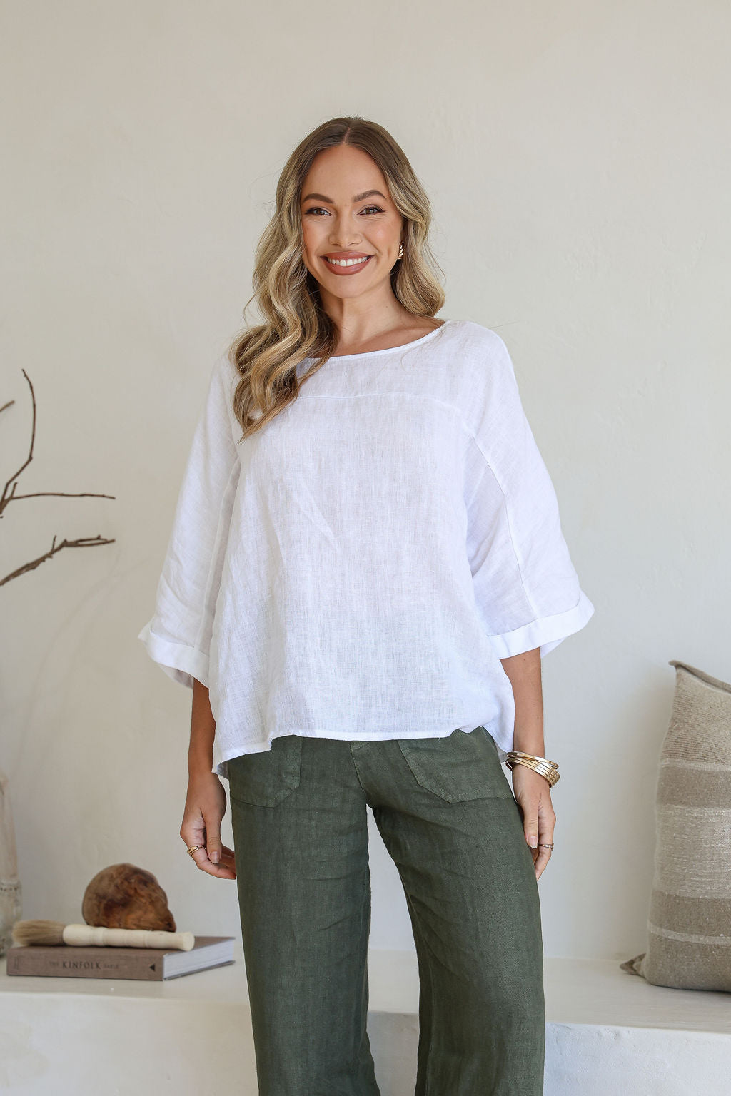 Gemma Linen Top - White