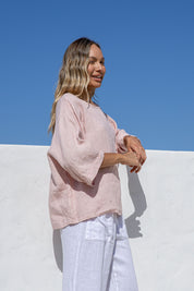 Gemma Linen Top - Blush