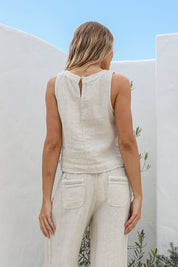 Quadrato Linen Top - Sand