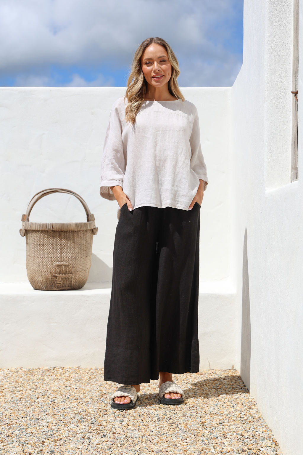 Gemma Linen Top - Sand