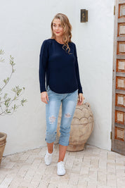 Knitted Cotton Sweater - Ink