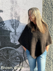 Possum/Merino Poncho - Brown Marle