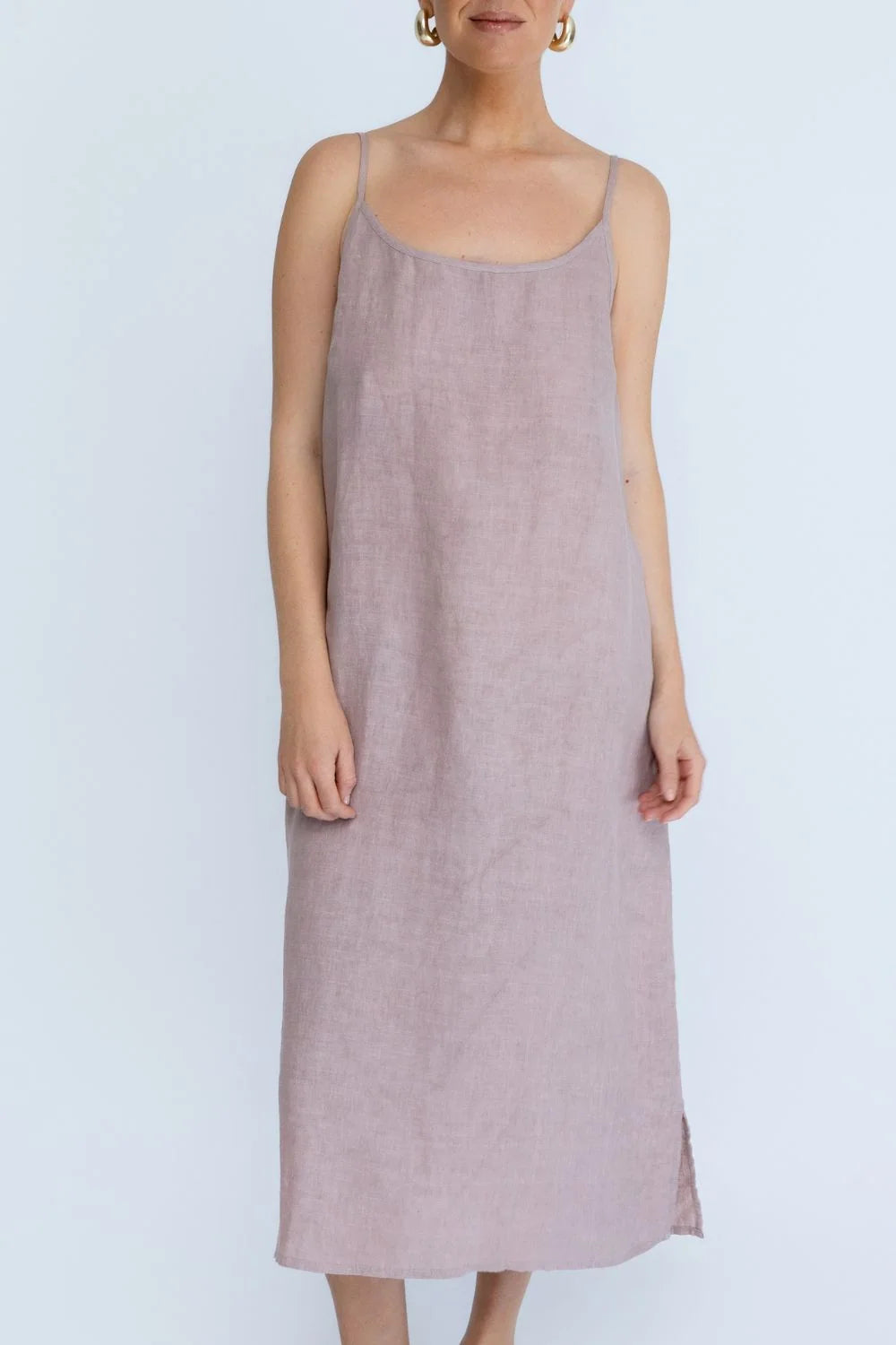 Midi Linen Slip Dress - Lilac