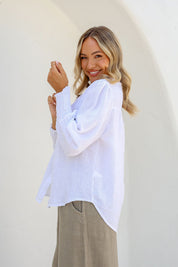 Brava Linen Top - White