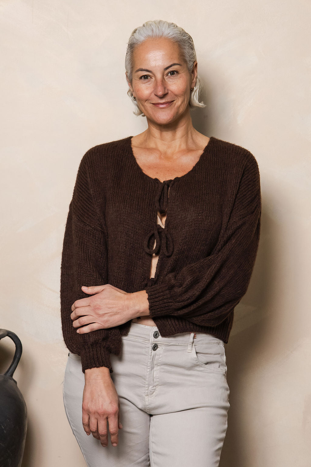 Bow Cardi - Chocolate