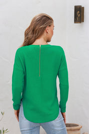 Knitted Cotton Sweater - Jade