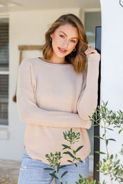 Knitted Cotton Sweater - Sand