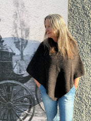 Possum/Merino Poncho - Brown Marle