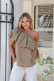 Magnifica Linen Top - White