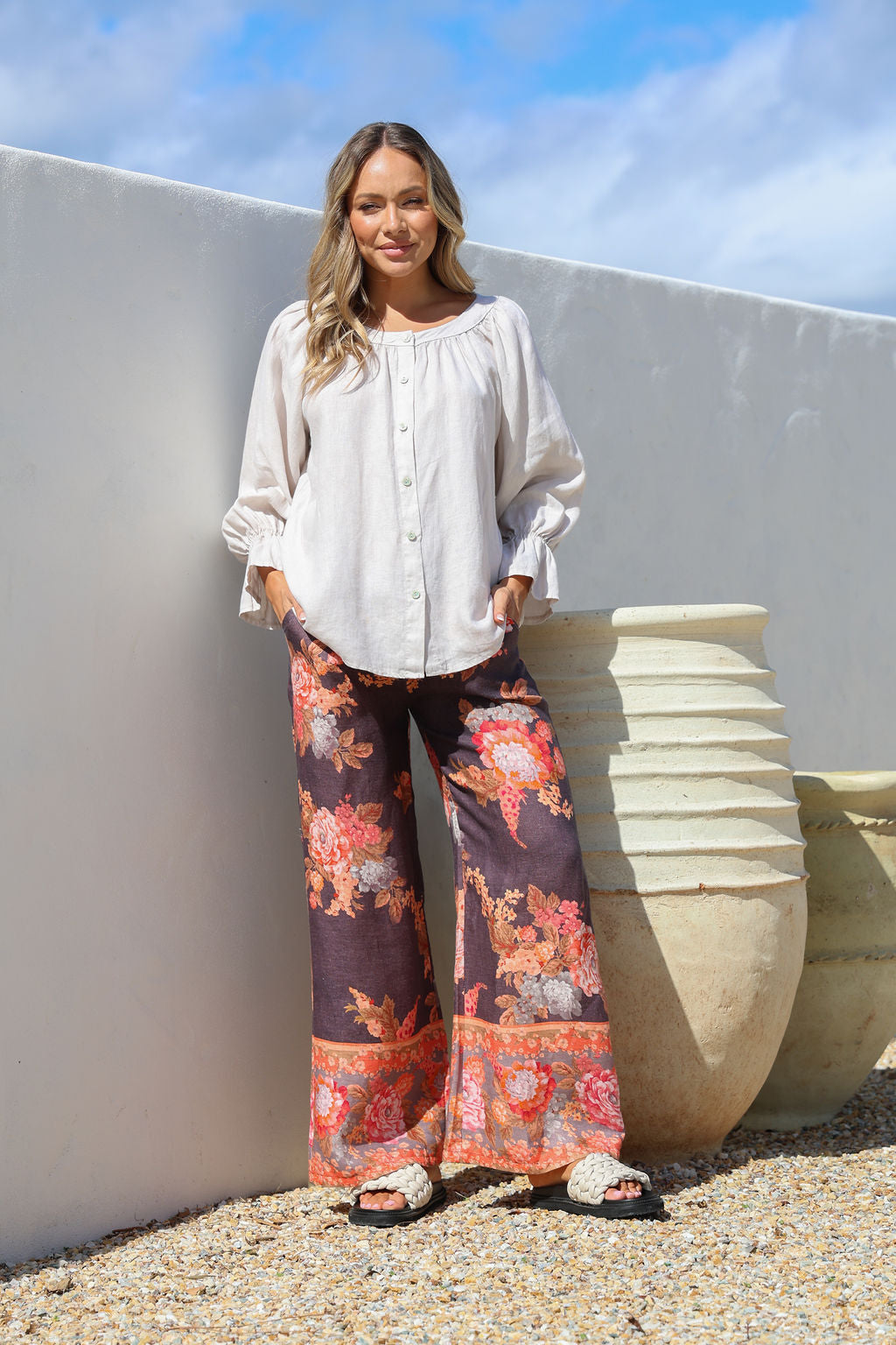 Tramonto Linen Top - Sand