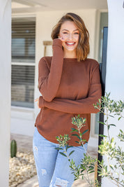 Knitted Cotton Sweater - Chocolate