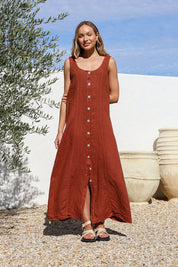 Pulsanti Linen Dress - Coco