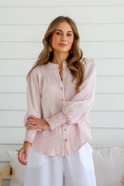 Brava Linen Top - Blush