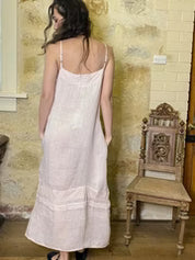 Isadore Linen and Lace Cami dress - Powder Pink