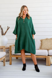 Autunno Linen Dress - Forest