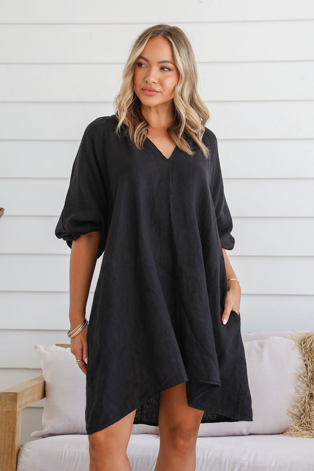 Felice Linen Dress - Forest