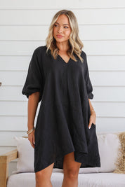 Felice Linen Dress - Forest