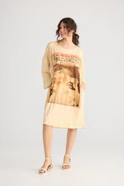 Layla Art Nouveau T-Shirt cotton dress - Chocolate