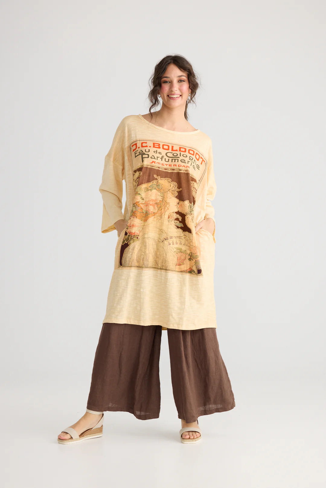 Layla Art Nouveau T-Shirt cotton dress - Chocolate
