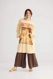 Layla Art Nouveau T-Shirt cotton dress - Chocolate