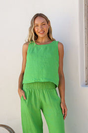 Quadrato Linen Top - Verde