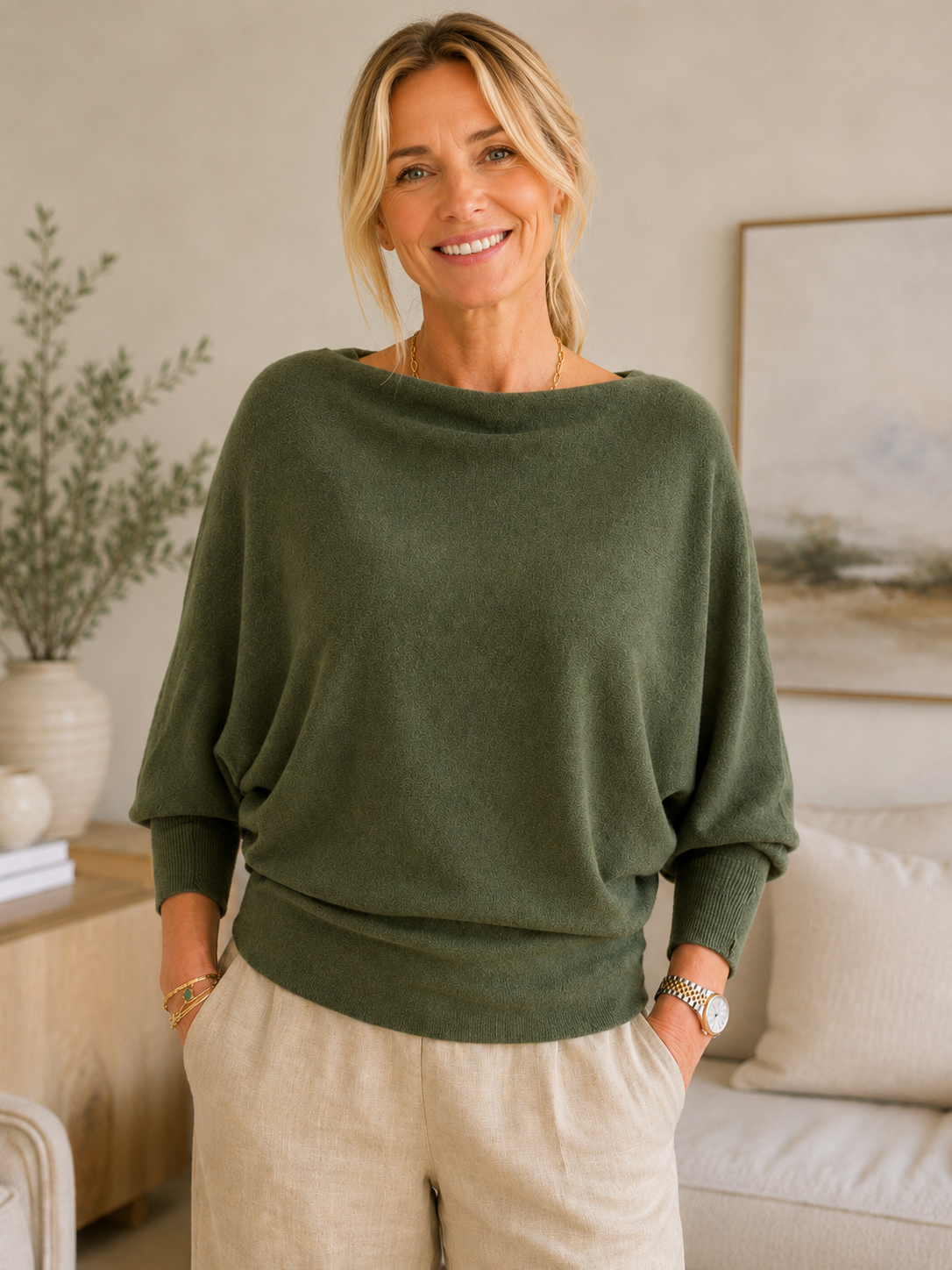 Ponchitta Knit Top - Khaki