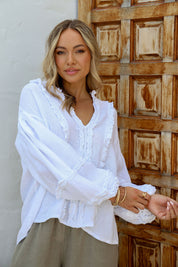 Carina Linen Top FA - White