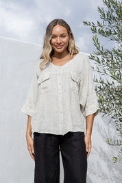 Nomade Linen Top - Sand