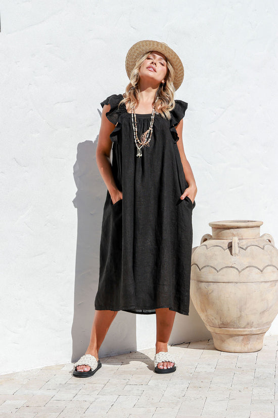 Favolosa Linen Dress - Black