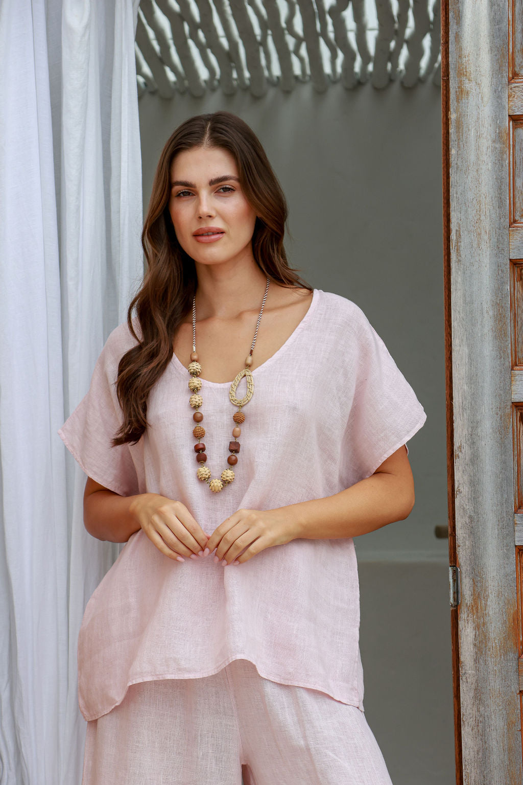Iris Linen Top - Blush