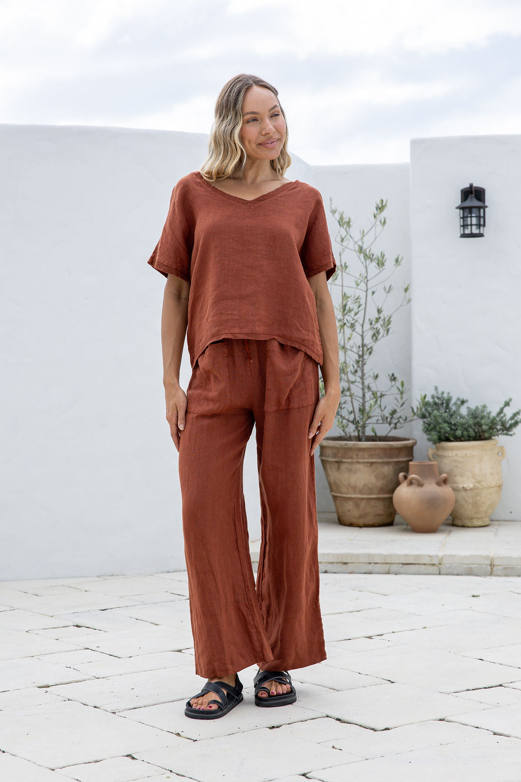 Armonia Linen Top - Coco