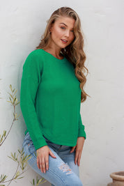 Knitted Cotton Sweater - Jade