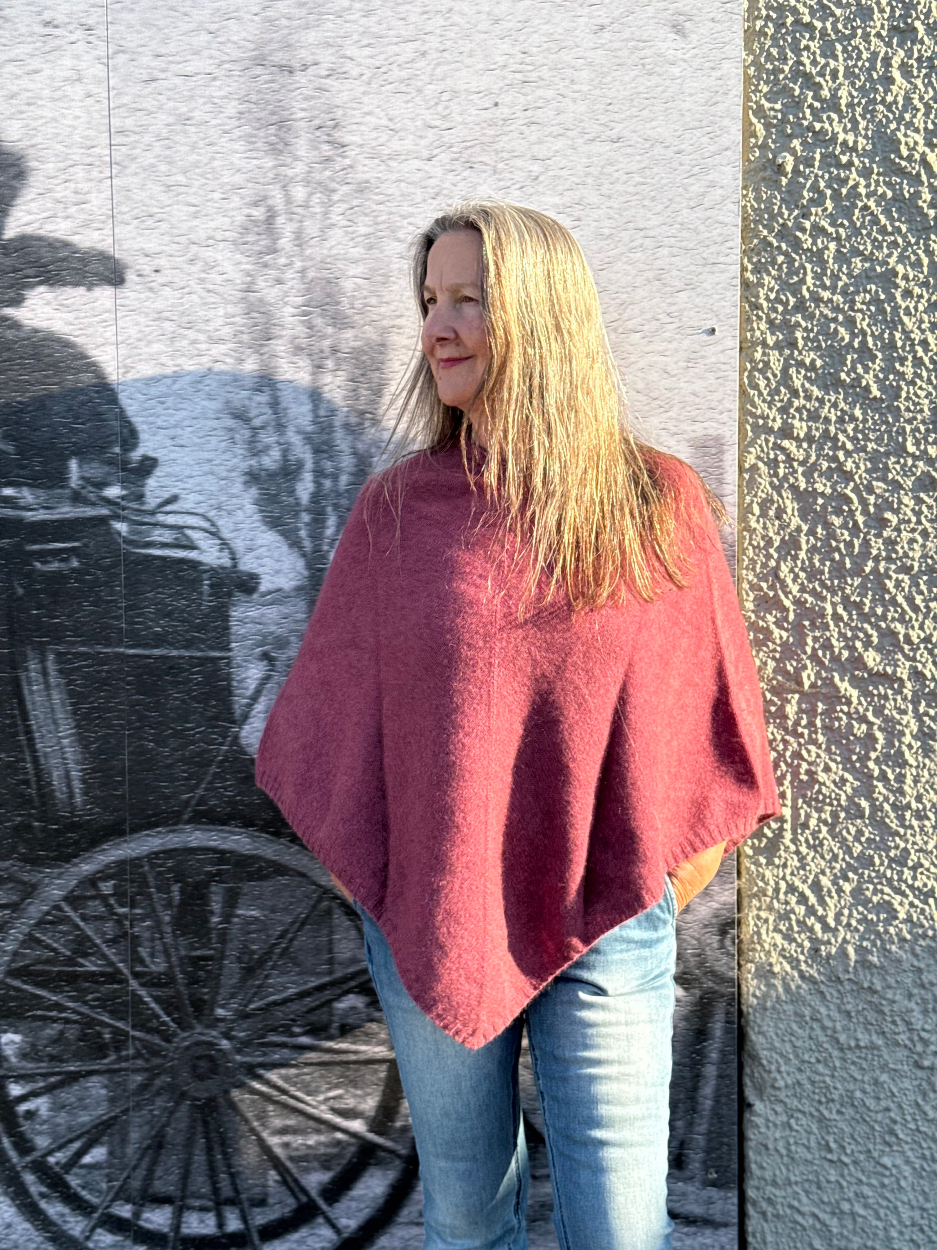 Possum/Merino Poncho - Orchid