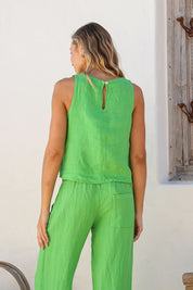 Quadrato Linen Top - Verde